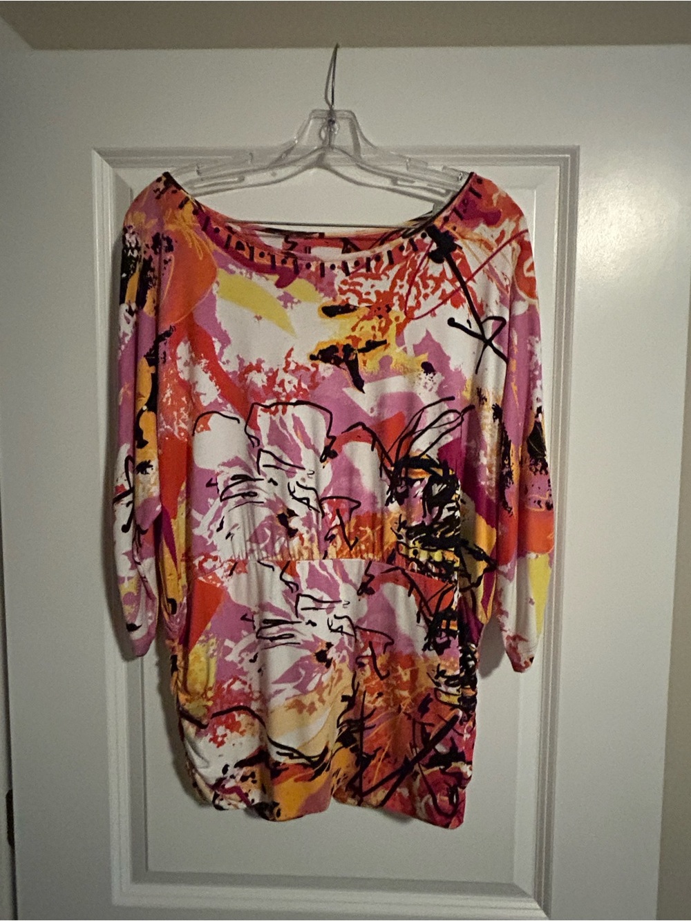 Vibrant Floral Abstract Women’s Top - Pink Multi